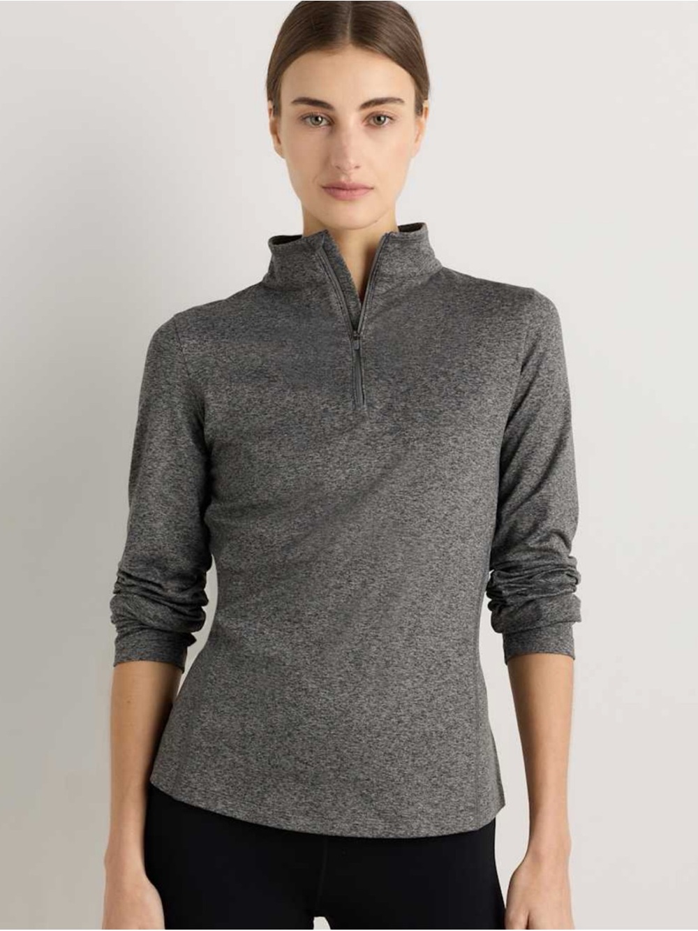 Quince Flowknit Quarter-Zip Pullover Top Heather Gray Women’s XL Golf Pickleball